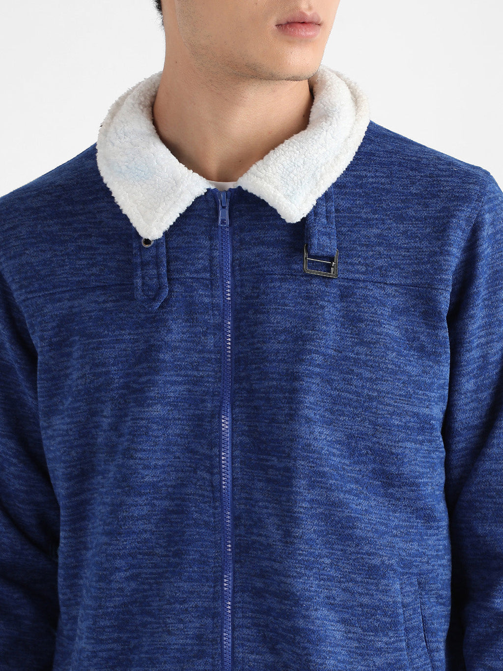 Heathered Jacket With Fleece Detail