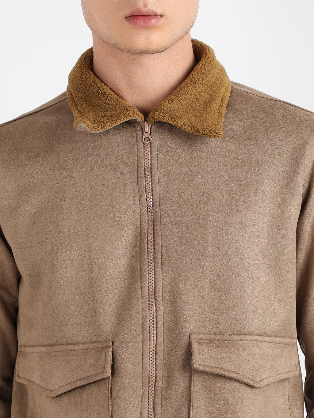 Zip-Front Jacket With Fleece Collar