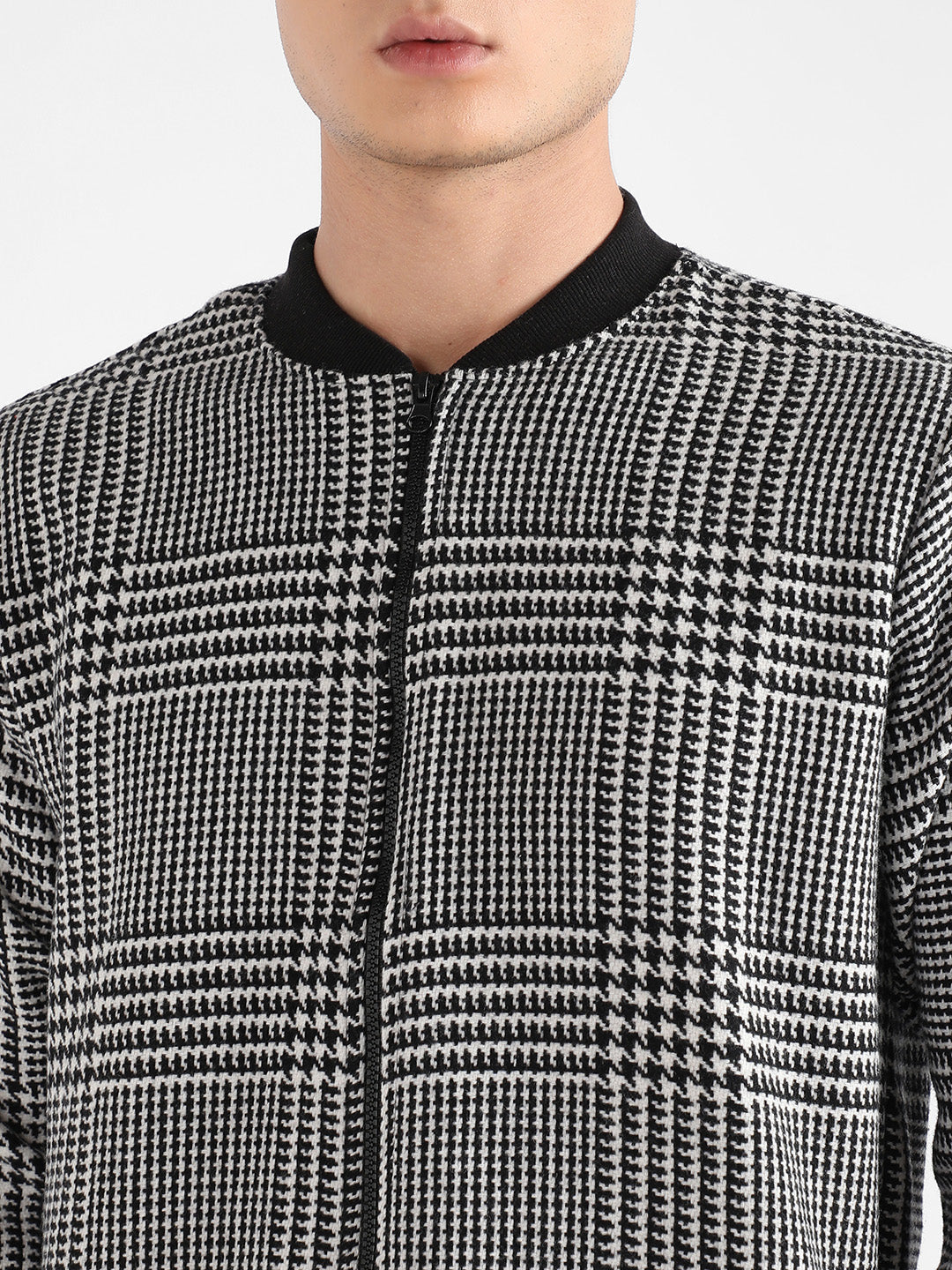 Zip-Front Houndstooth Jacket