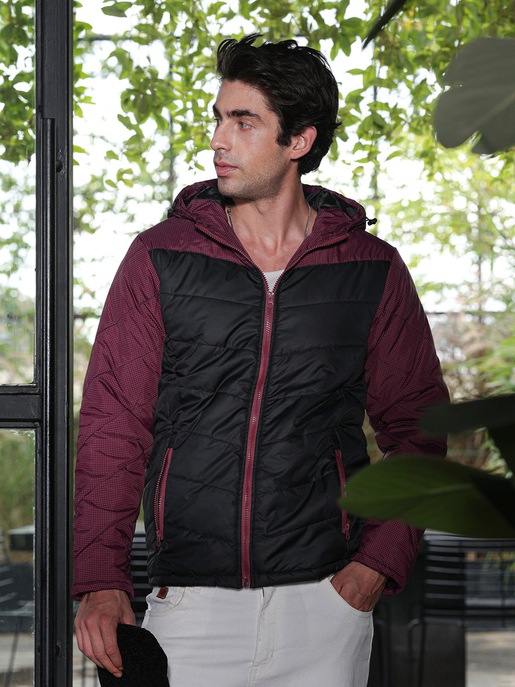 Block-Graph Quilted Puffer Jacket