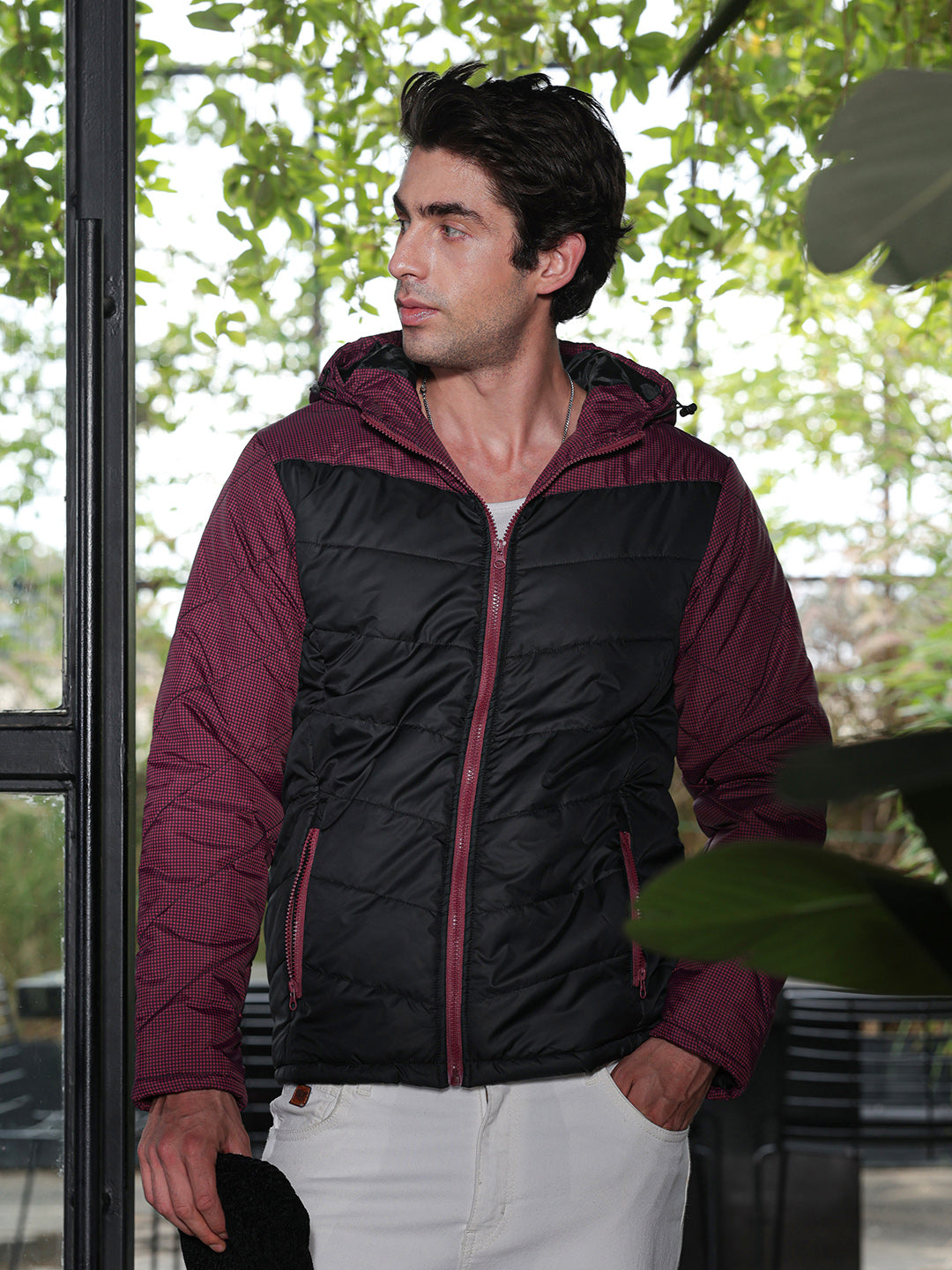 Block-Graph Quilted Puffer Jacket