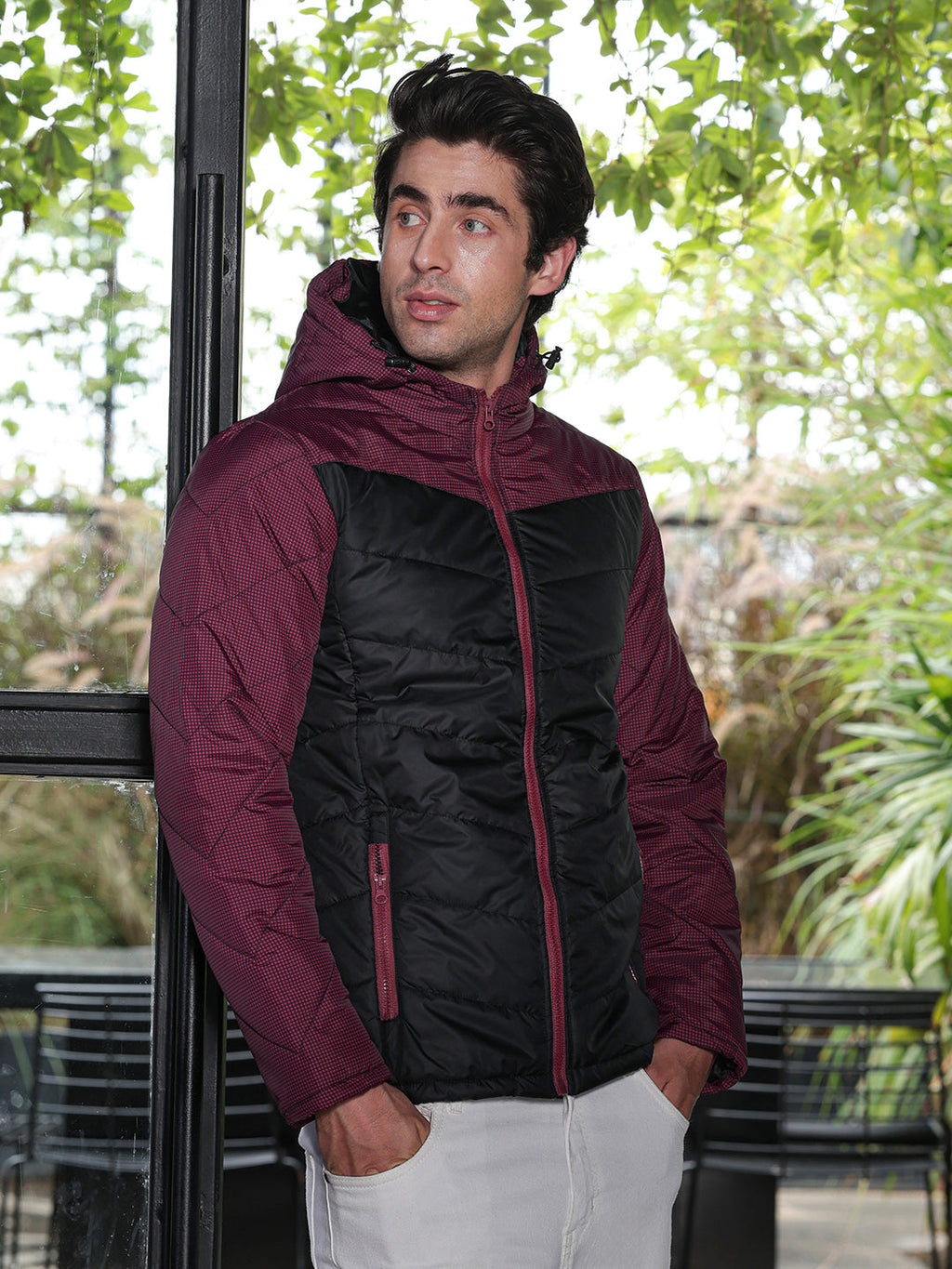 Block-Graph Quilted Puffer Jacket