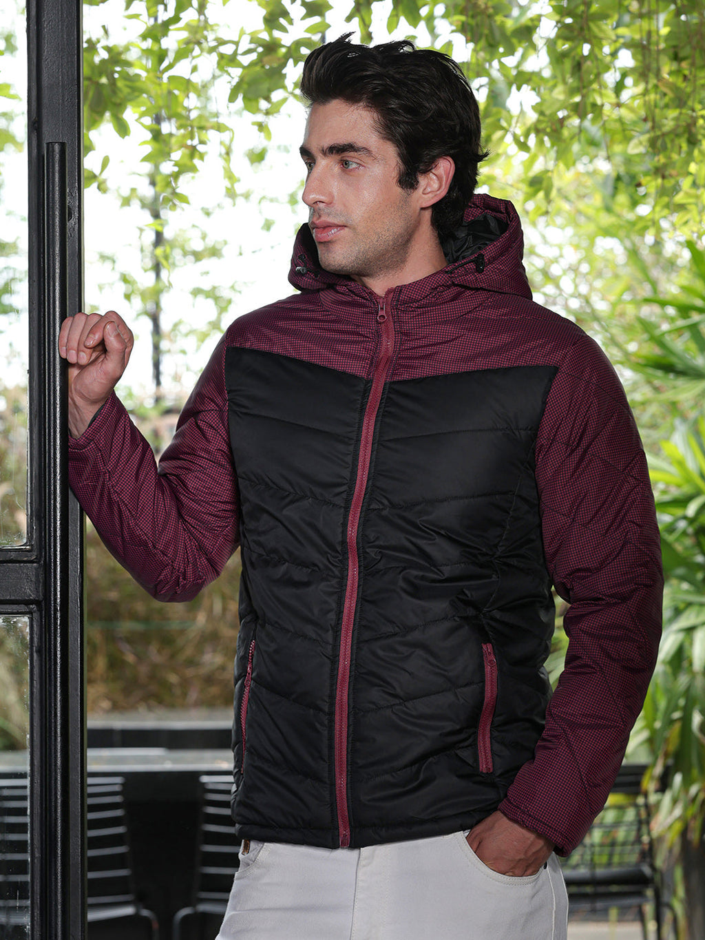 Block-Graph Quilted Puffer Jacket
