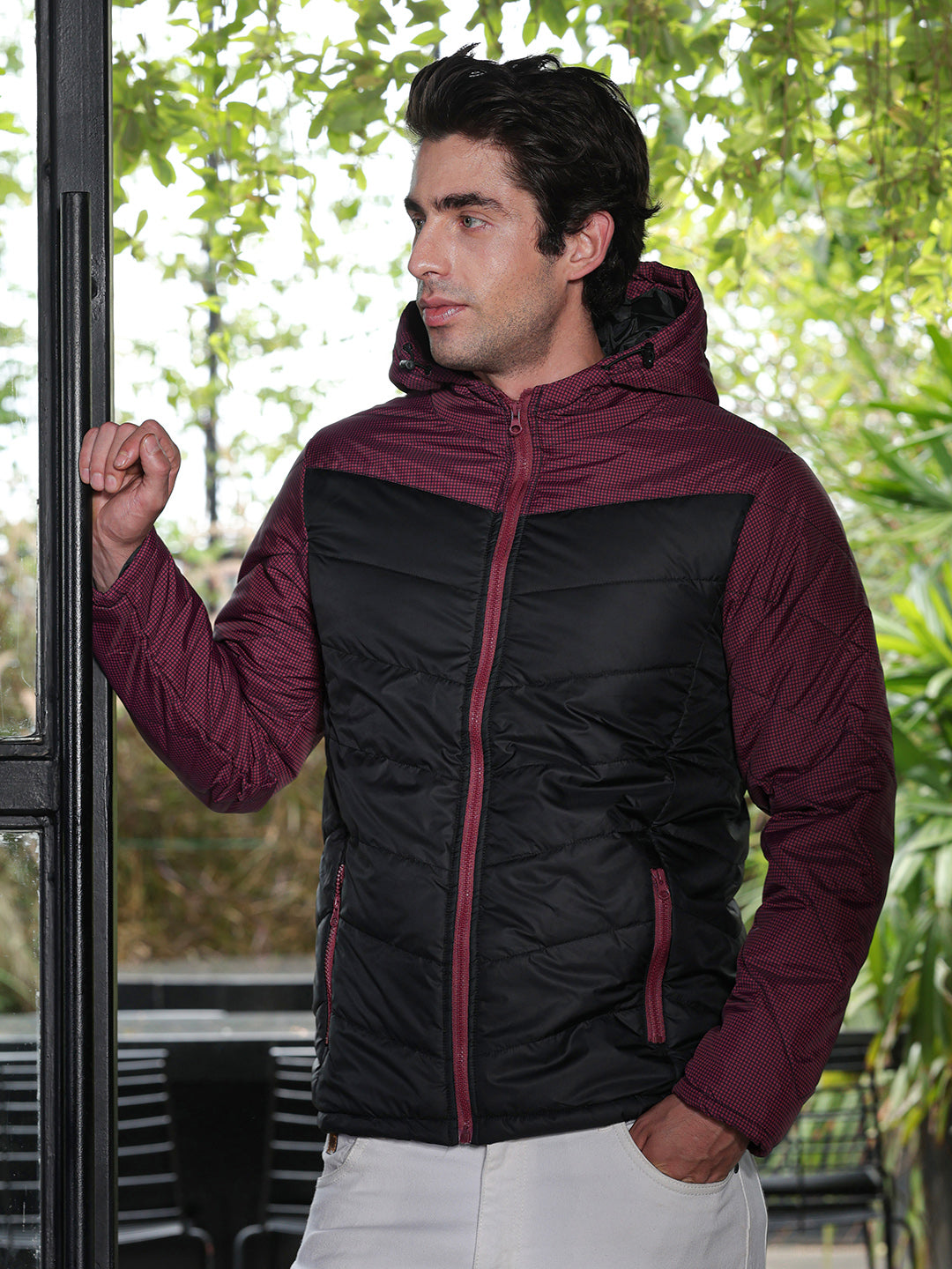 Block-Graph Quilted Puffer Jacket