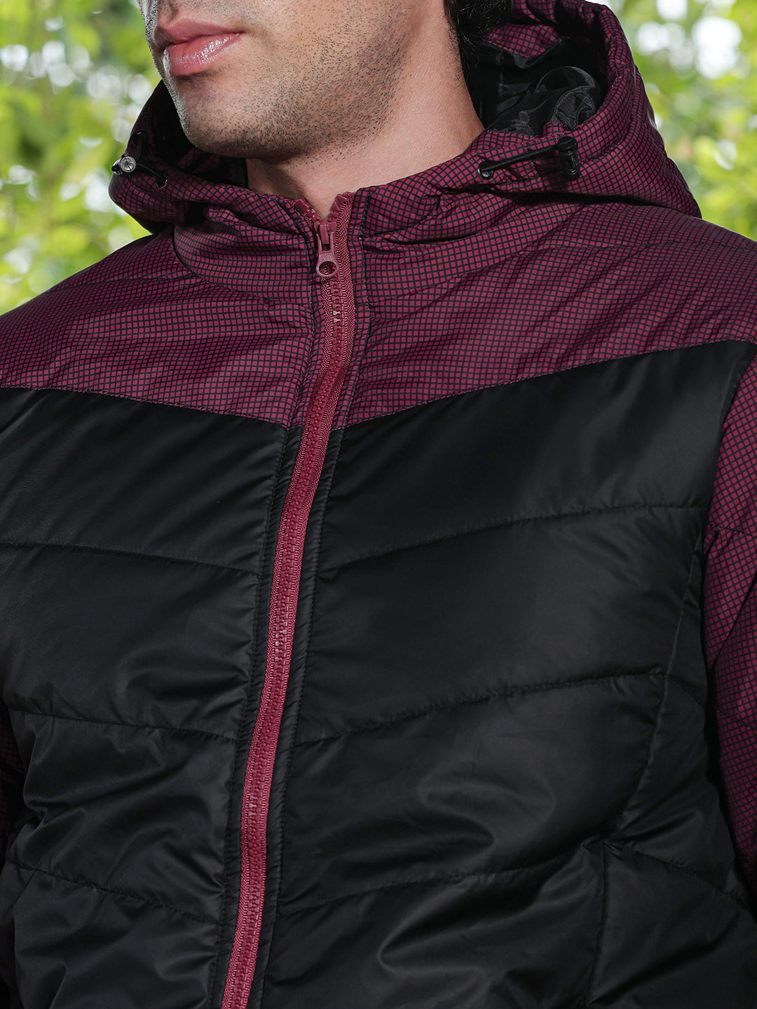 Block-Graph Quilted Puffer Jacket