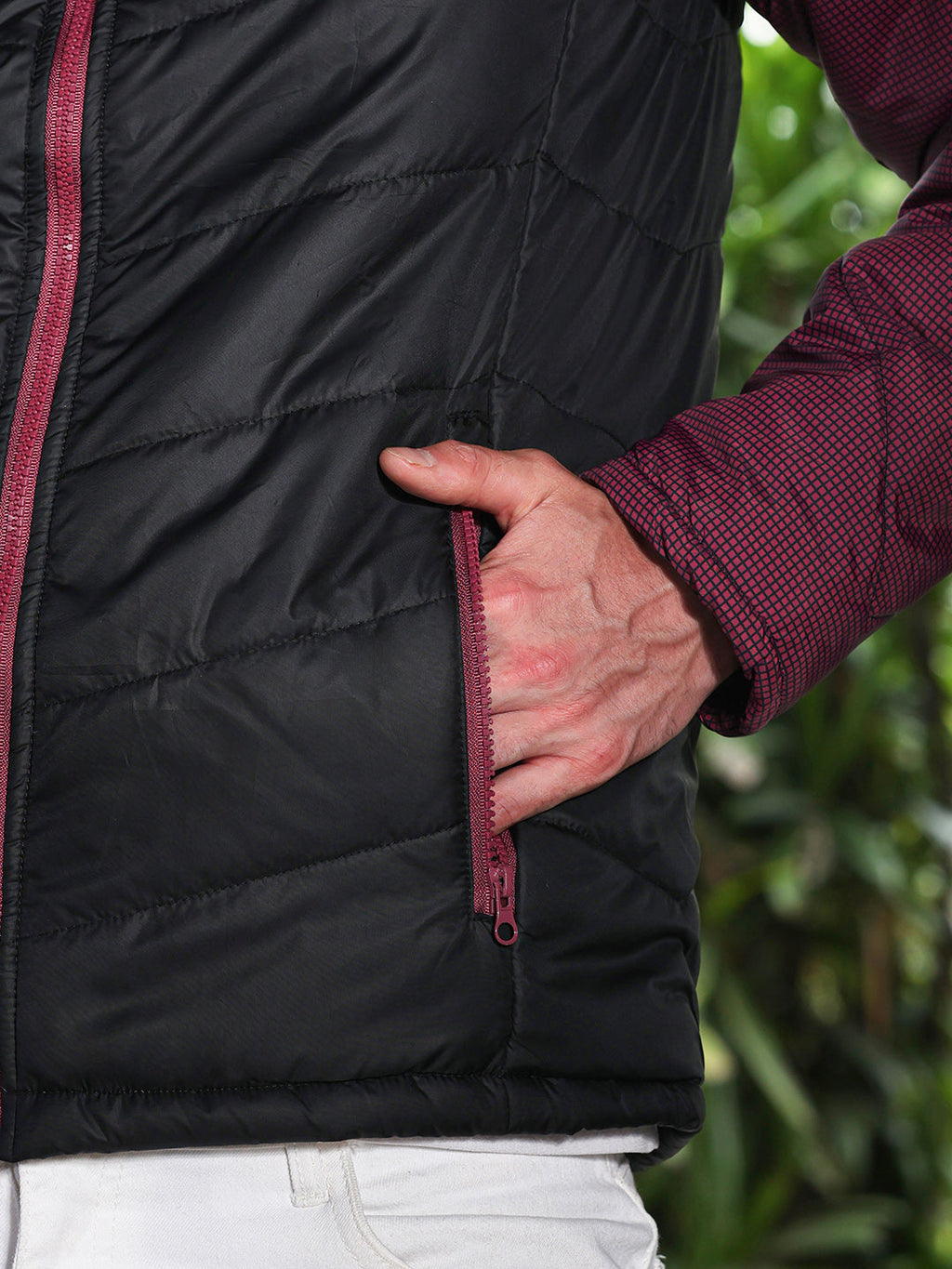Block-Graph Quilted Puffer Jacket