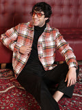 Twill-Plaid Utility Bomber Jacket