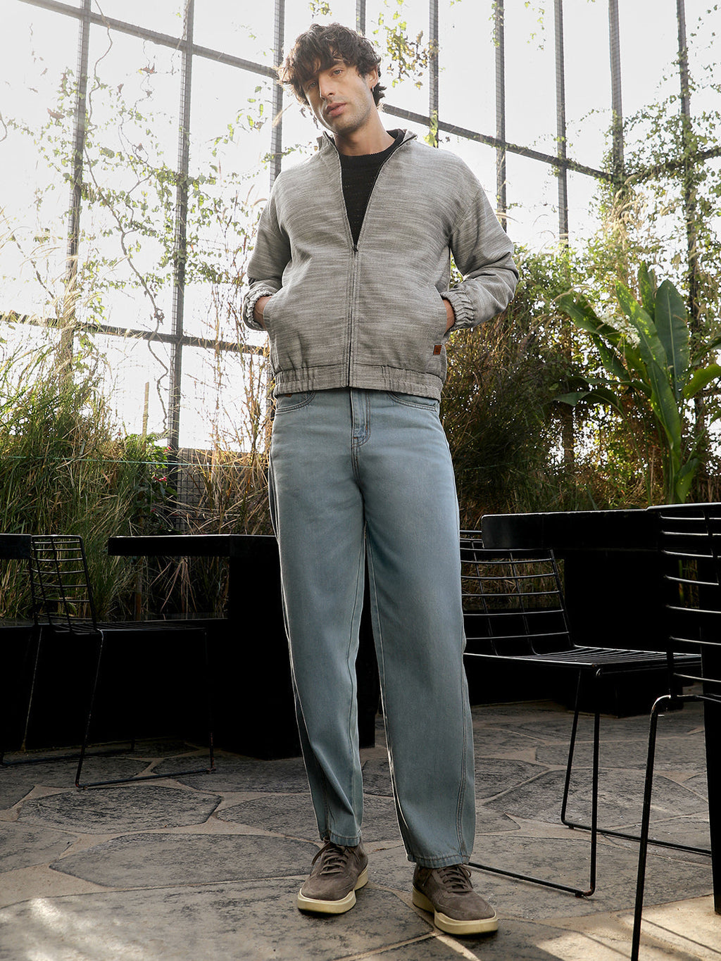Zip-Front Heathered-Knit Jacket