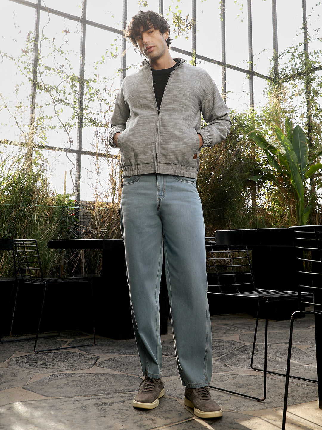Zip-Front Heathered-Knit Jacket