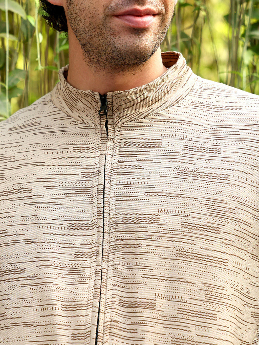 Lined-Jacquard Bomber Jacket