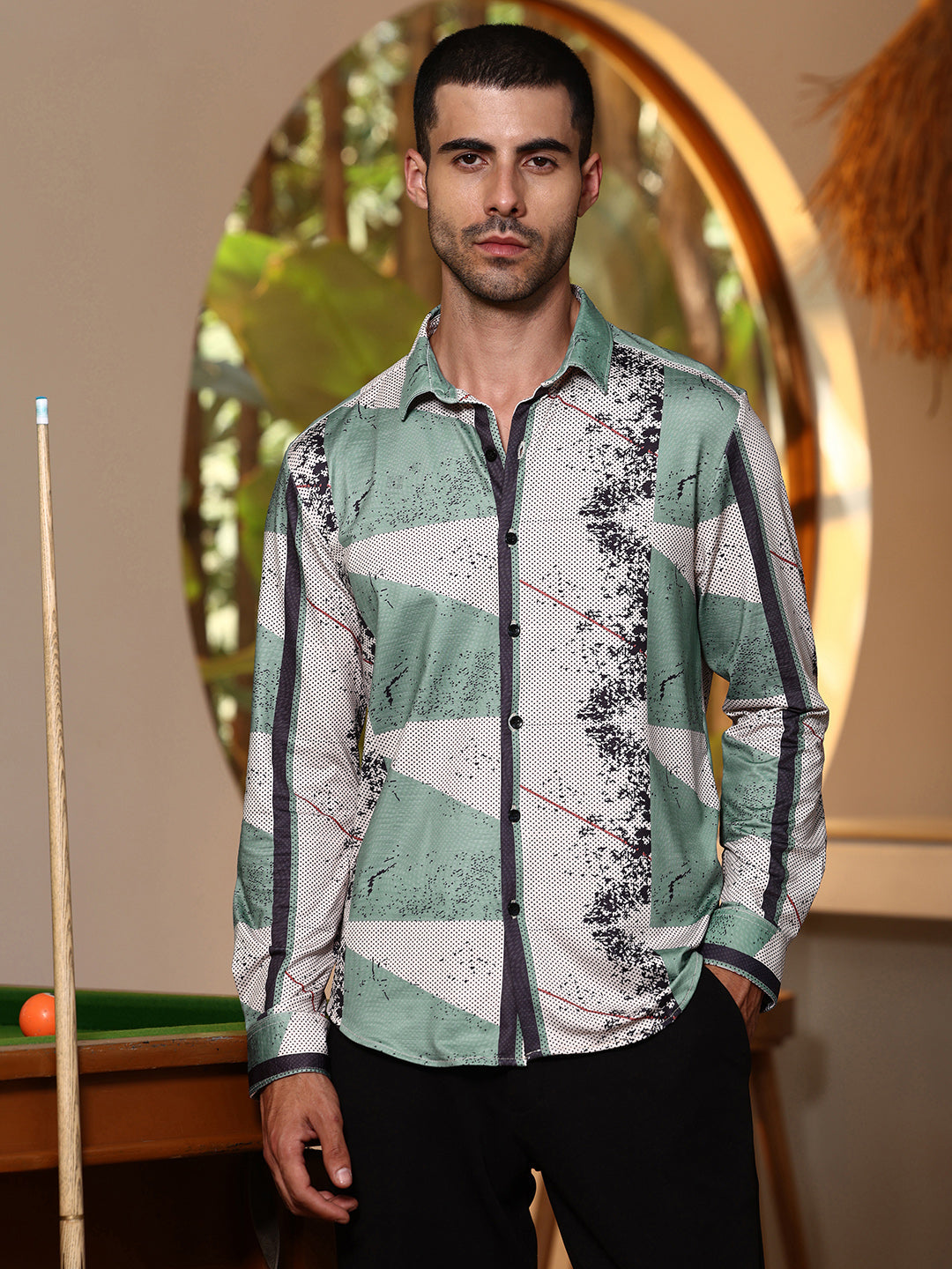 Abstract Print Full Sleeve Casual Shirt