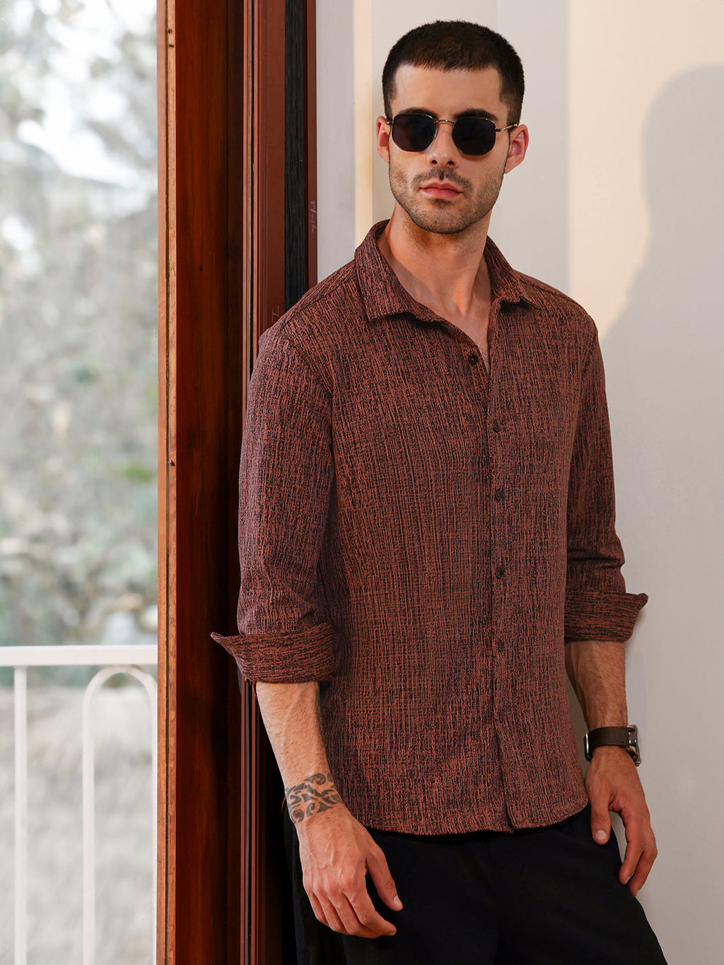 Regular Fit Textured Casual Shirt