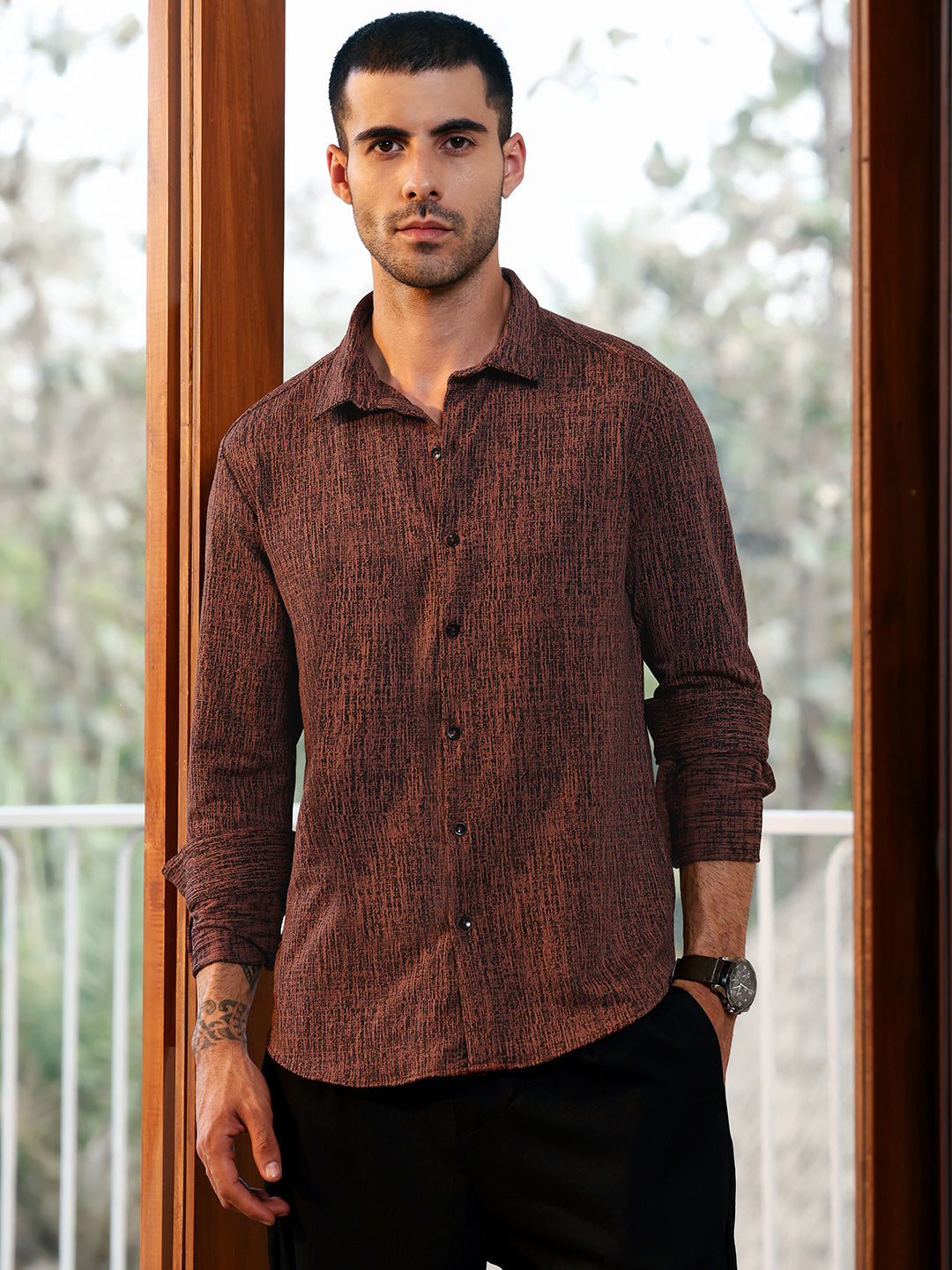 Regular Fit Textured Casual Shirt