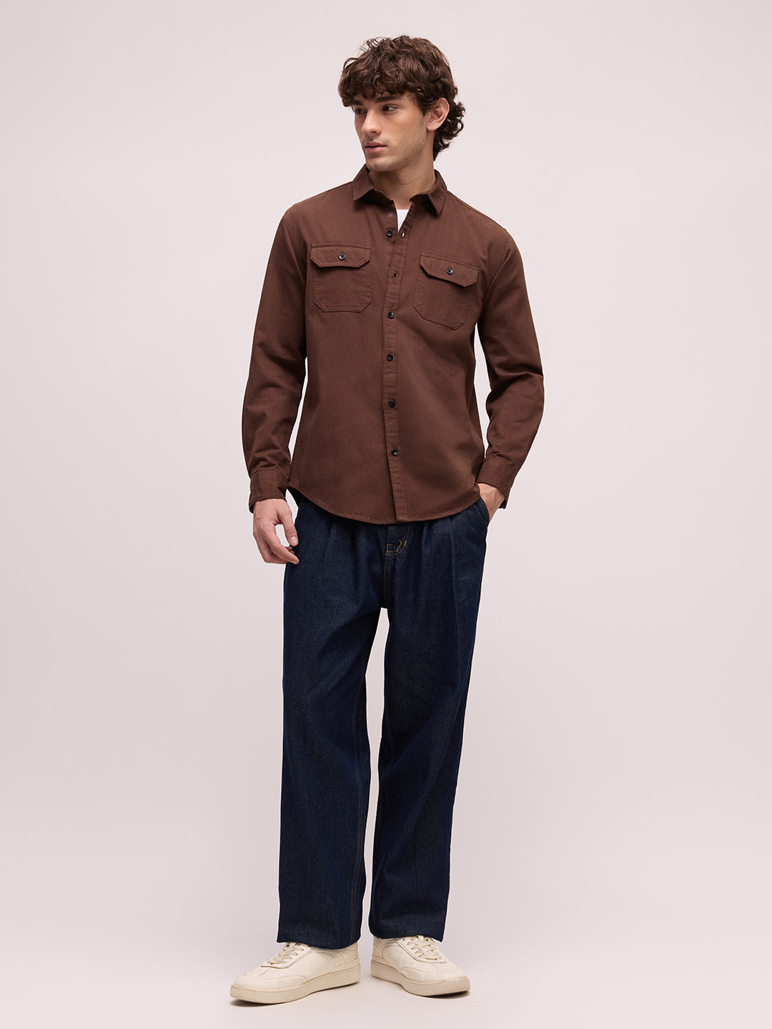 Men's Twill Solid Regular Fit Shirt