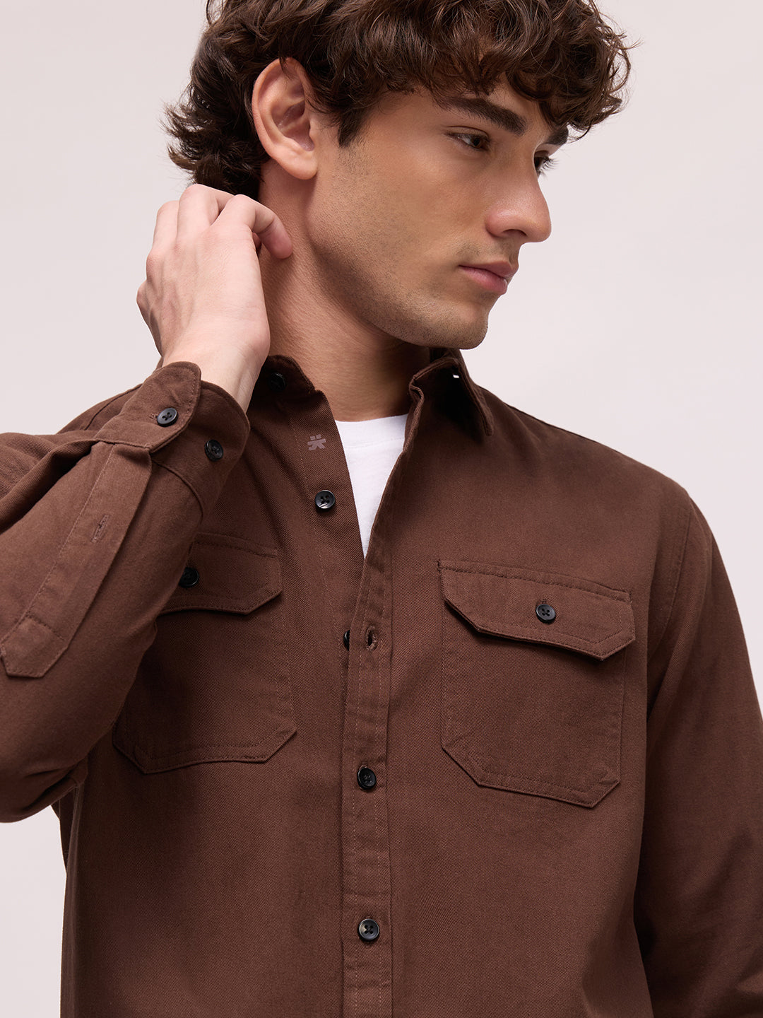 Men's Twill Solid Regular Fit Shirt