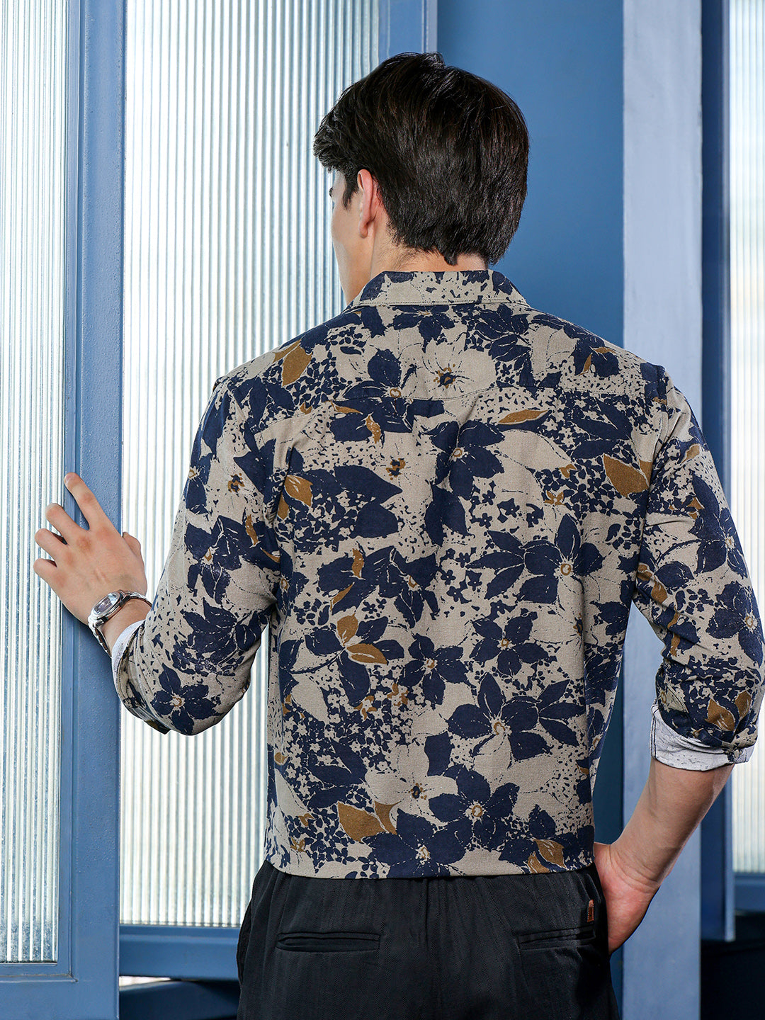 Men's Beige Floral Shirt