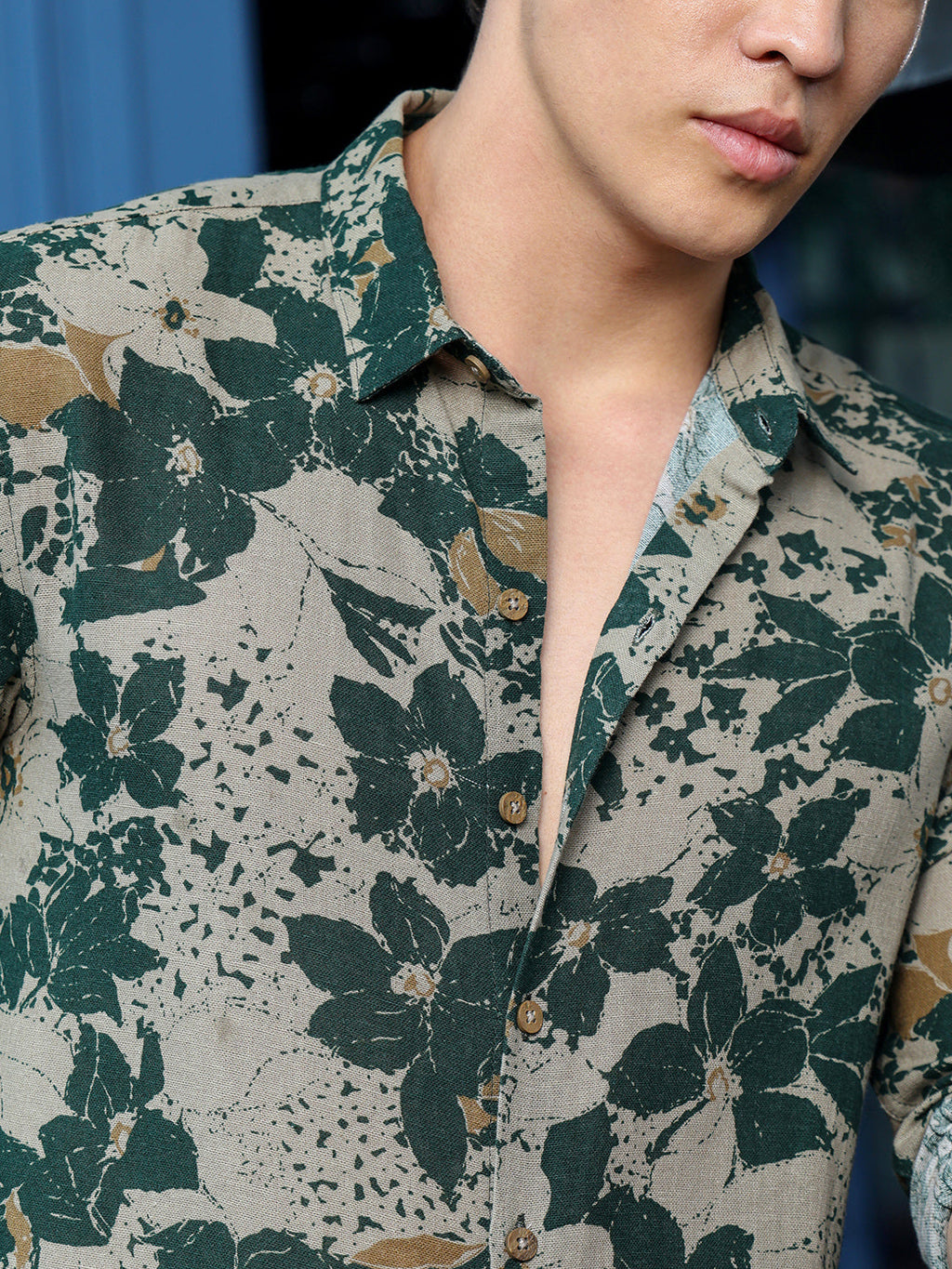 Men's Dark Green Floral Shirt