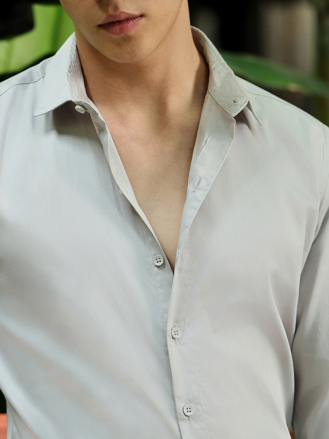 Men's Light Grey Solid Shirt