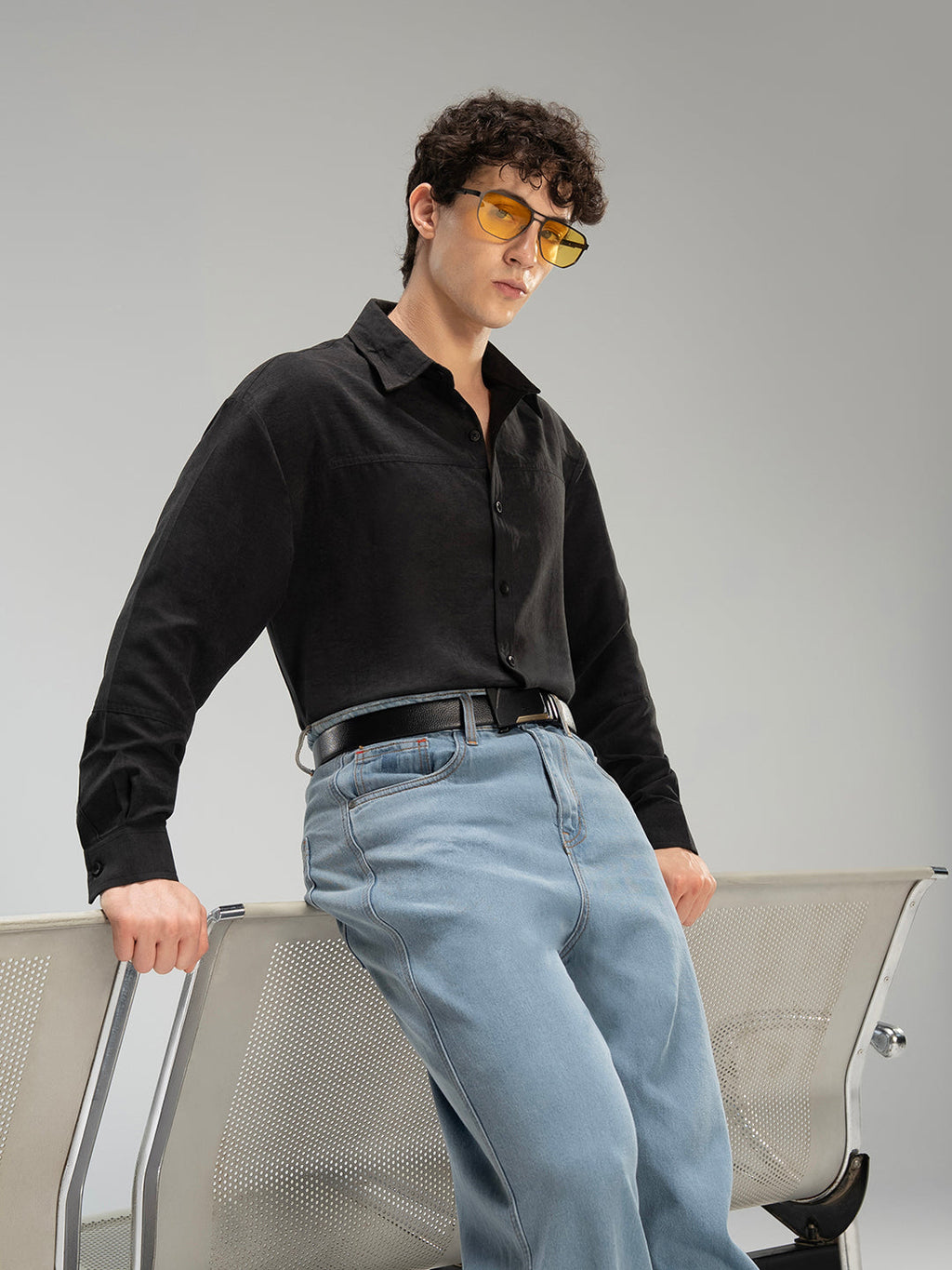Men's Satin Solid Relaxed Fit Shirt