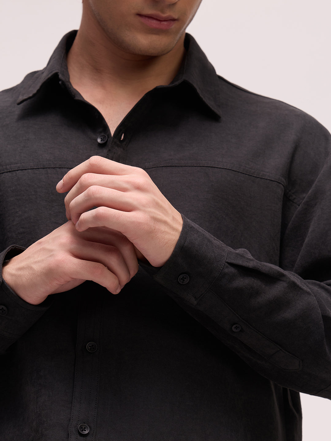 Men's Satin Solid Relaxed Fit Shirt