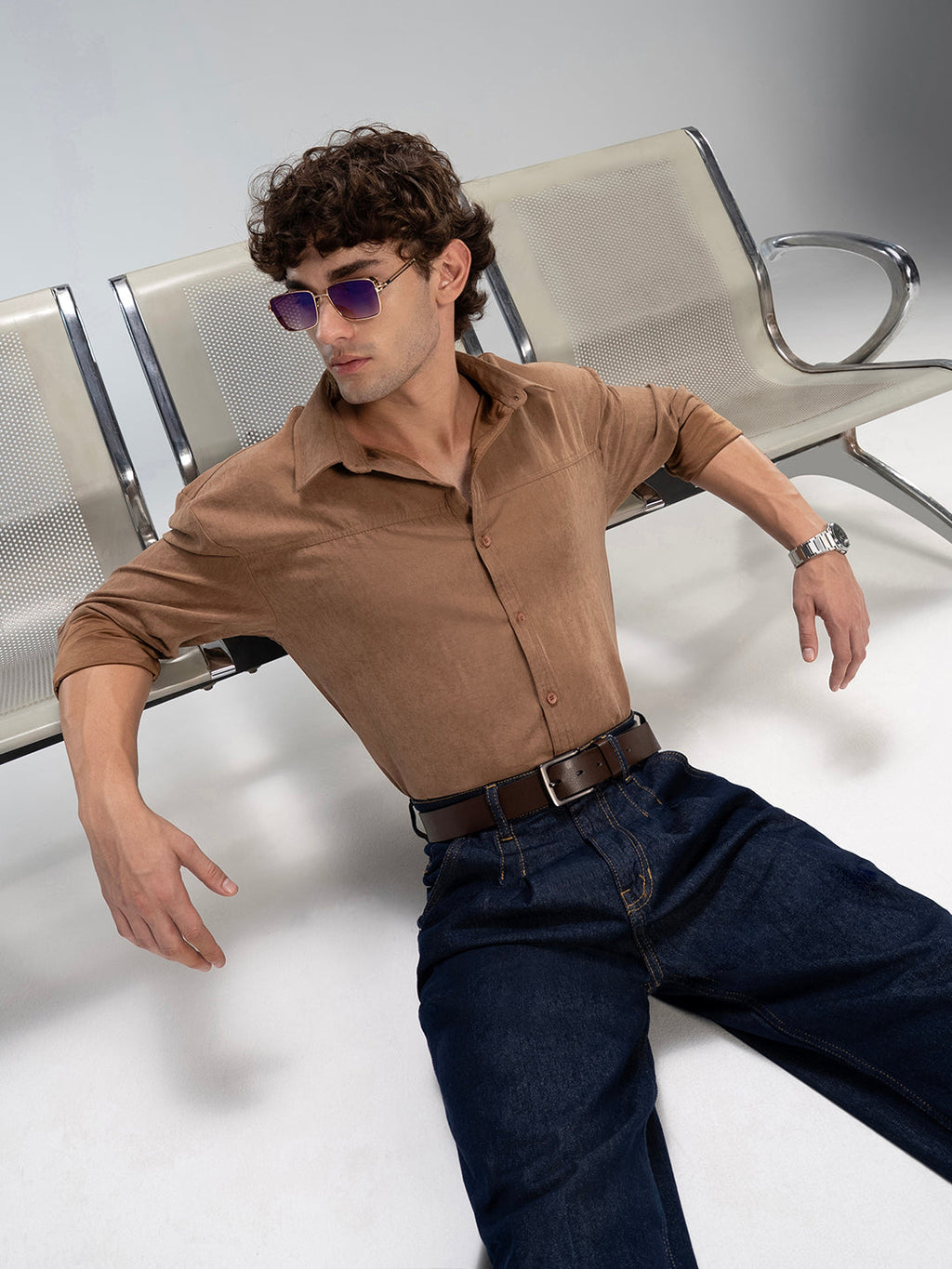 Men's Satin Solid Relaxed Fit Shirt