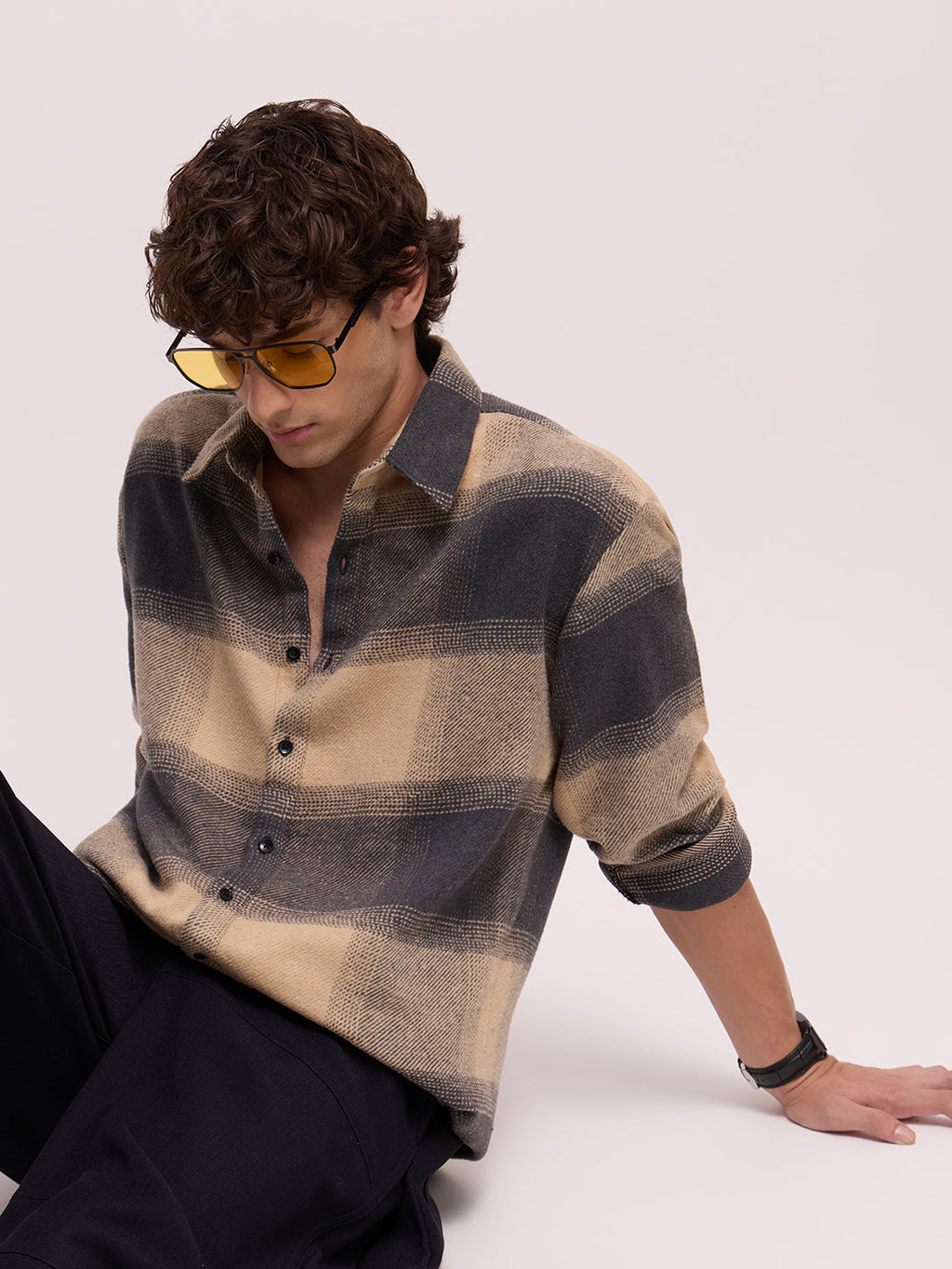 Men's Yarn Dyed Checks Oversized Fit Shirt