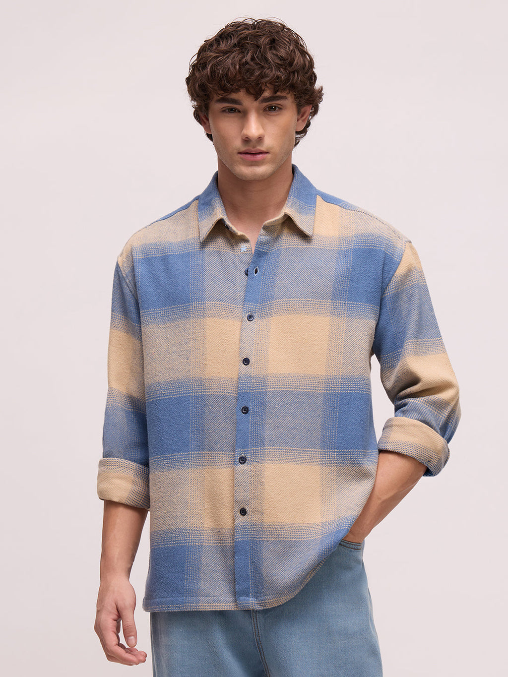 Men's Yarn Dyed Checks Oversized Fit Shirt