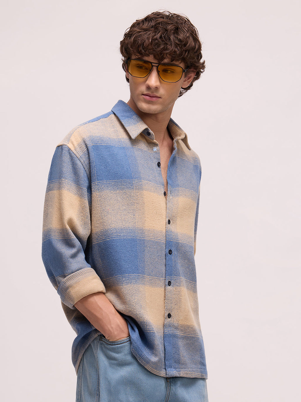 Men's Yarn Dyed Checks Oversized Fit Shirt