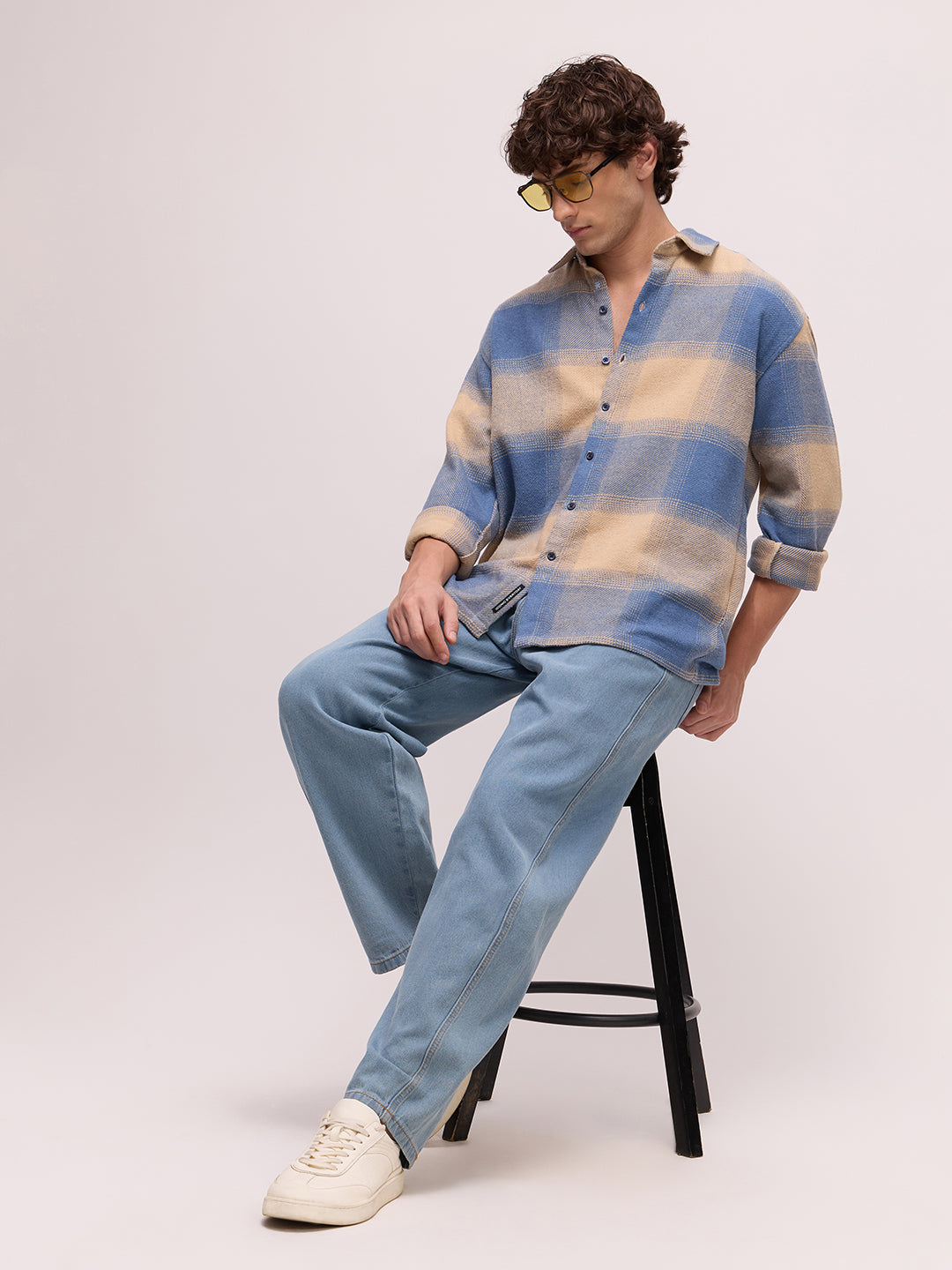 Men's Yarn Dyed Checks Oversized Fit Shirt