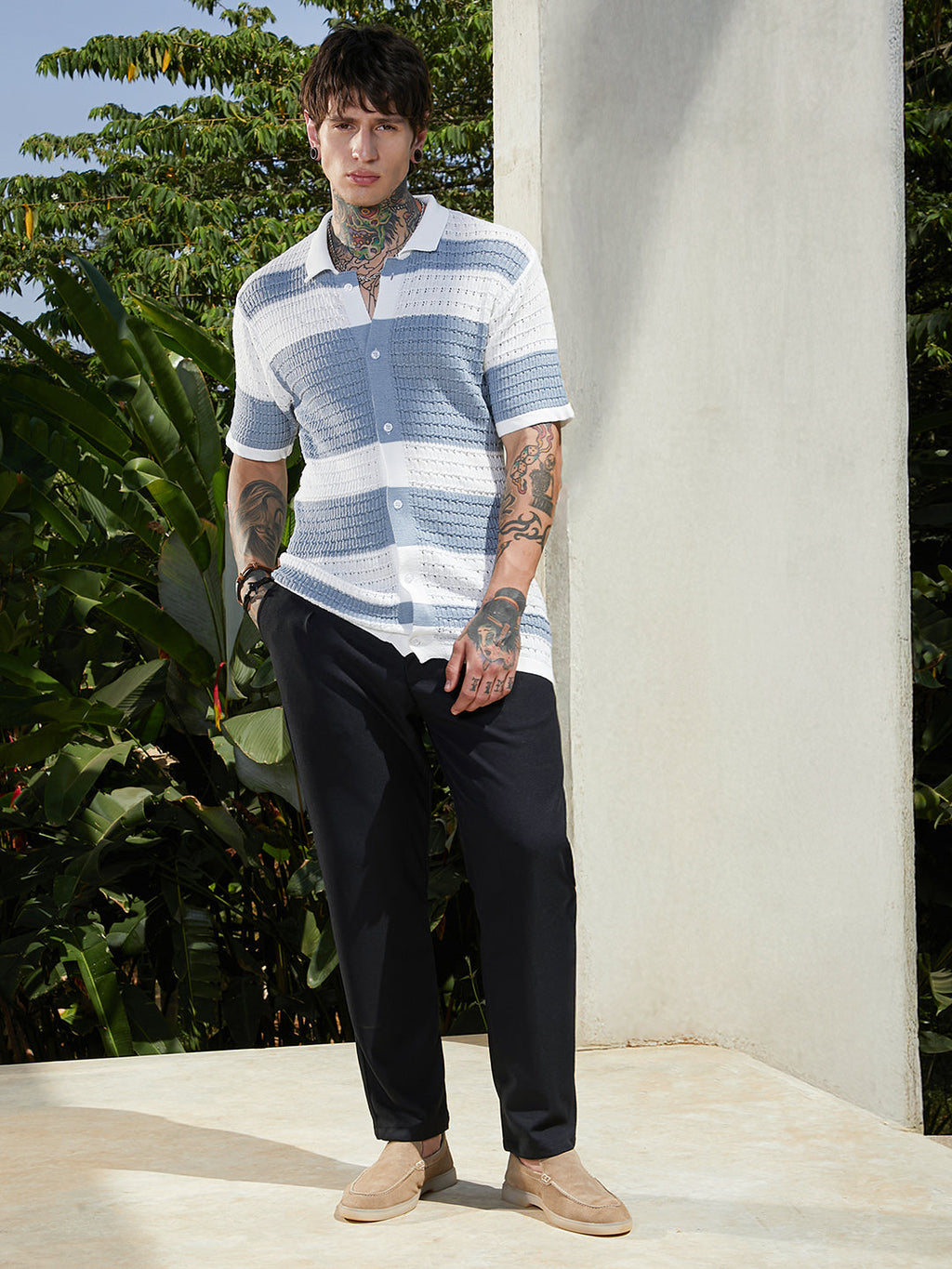 Panel-Knit Relaxed Shirt