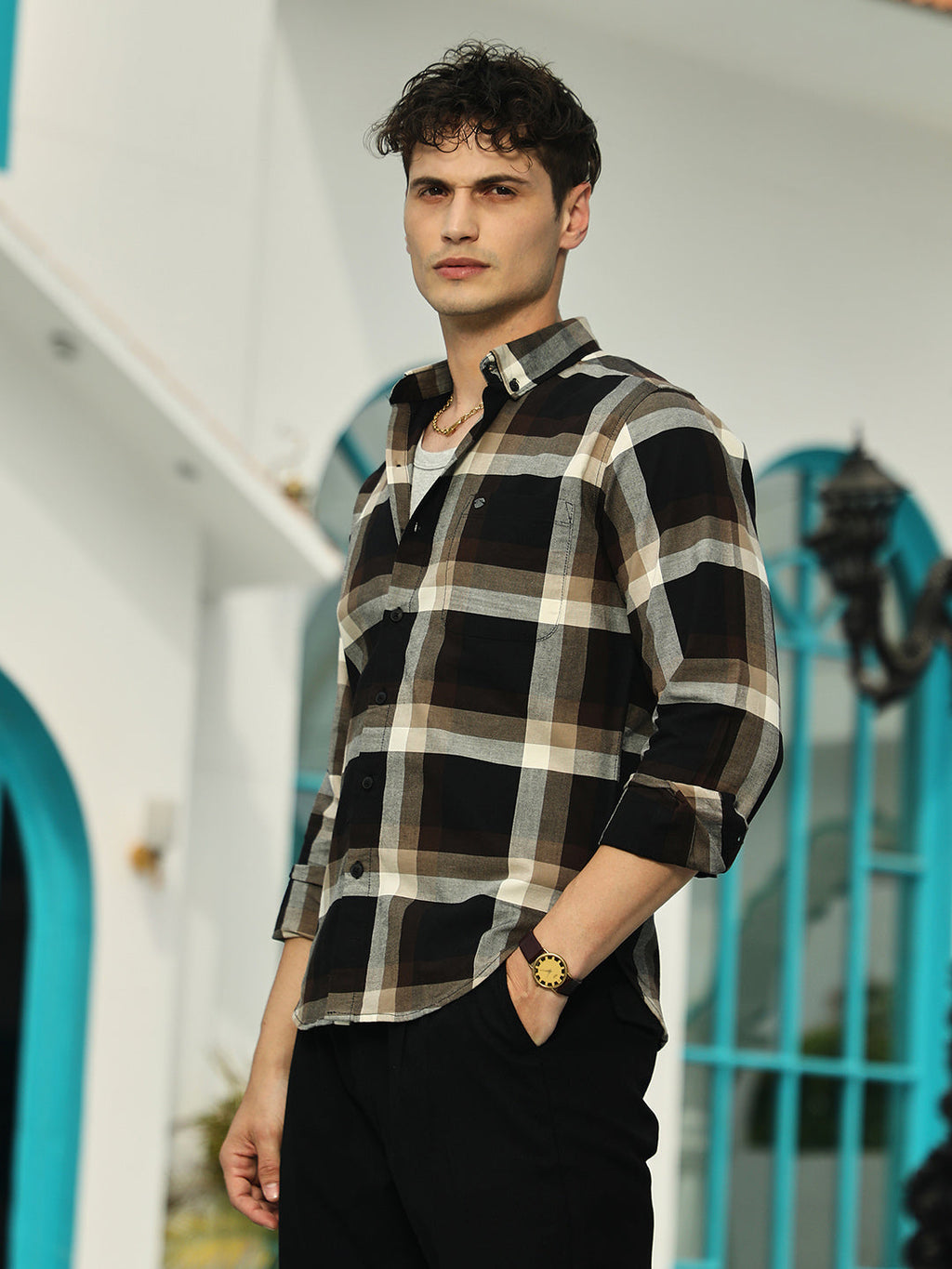 Pixelated-Check Relaxed Shirt