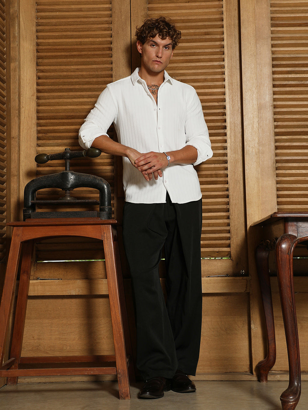 Chevron-Panel Tactile Shirt