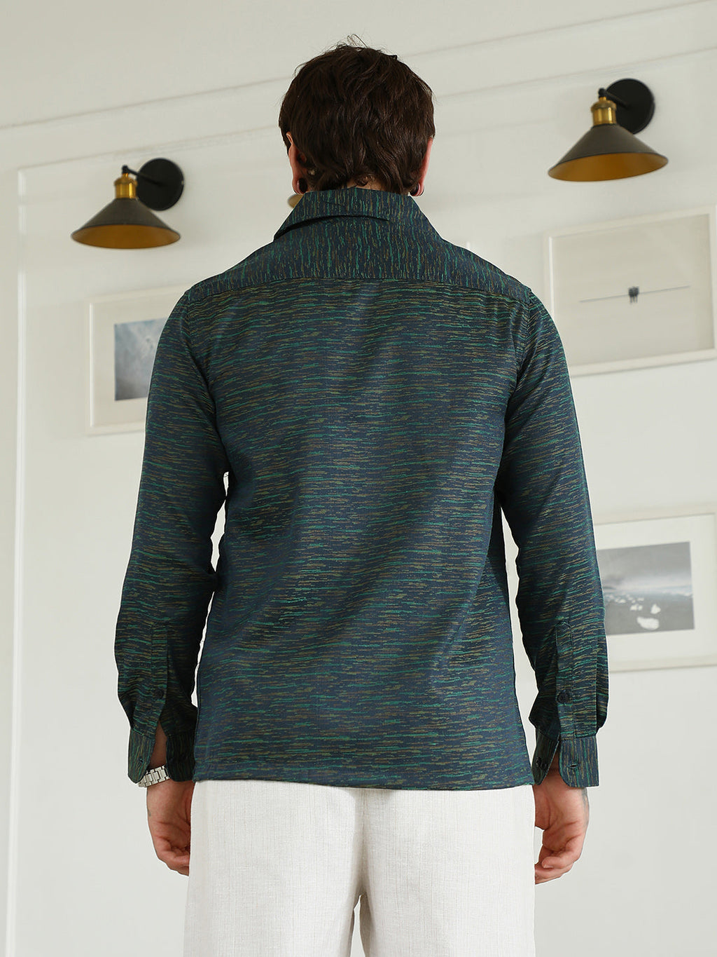 Textured Cotton Blend Slim Fit Shirt