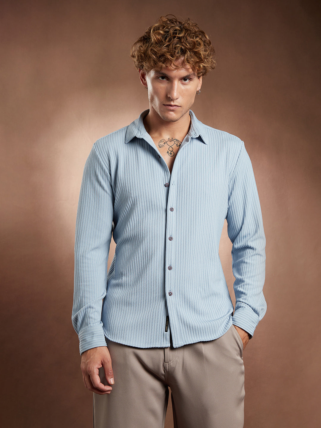 Rope-Striped Tactile Shirt