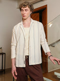 Striped Cotton Cuban Collar Shirt