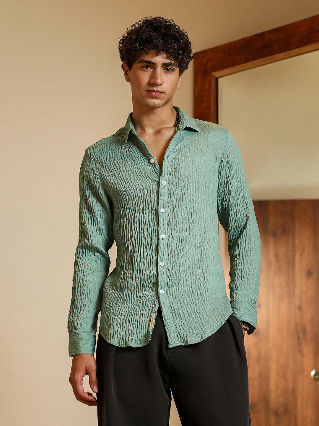 Solid Creased-Tactile Shirt