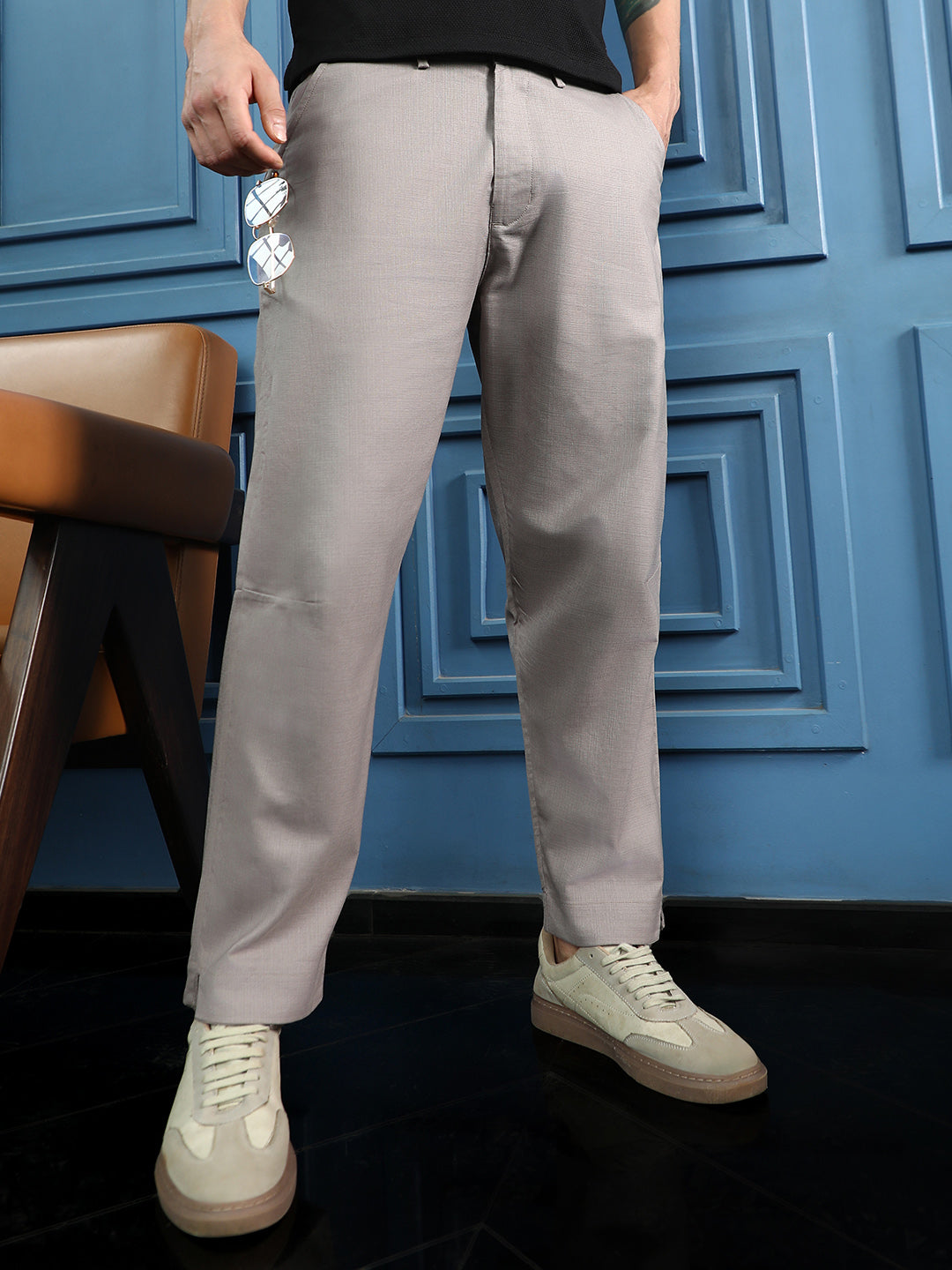 Linen-Blend Chino Trousers