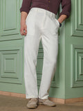 Men's Off-White Mid-Rise Regular Fit Trouser