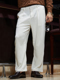 Waffle-Pleated Straight Trousers