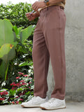 Lightweight - Mousse Brown Linen-Blend Cigarette Trousers