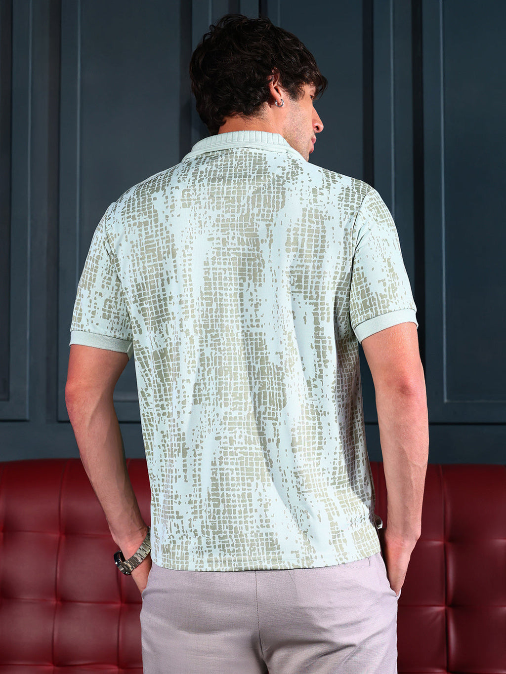 Abstract-Gravel Print Polo T-Shirt