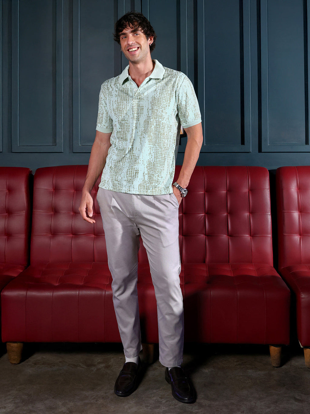 Abstract-Gravel Print Polo T-Shirt