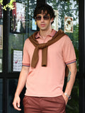 Contrast-Lined Ribbed Polo T-Shirt