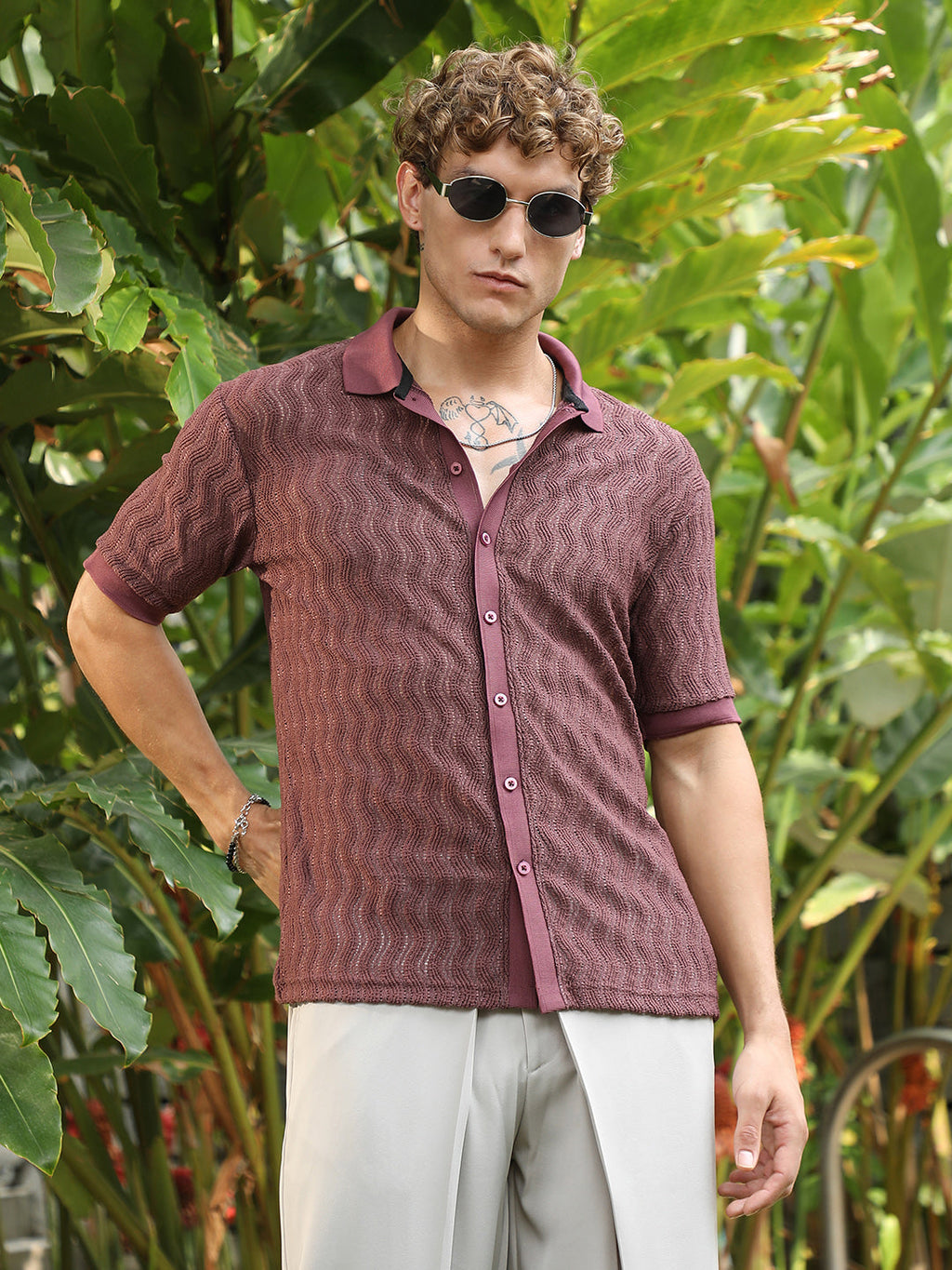 Swirl-Knit Polo Shirt