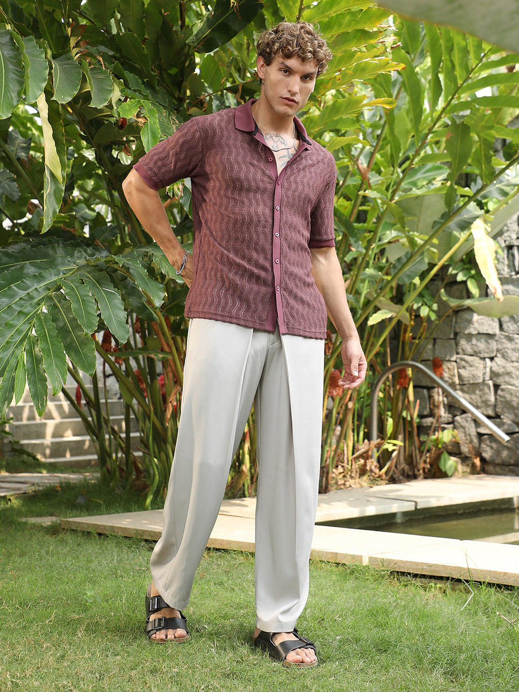 Swirl-Knit Polo Shirt