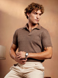 Solid Ribbed Polo T-Shirt