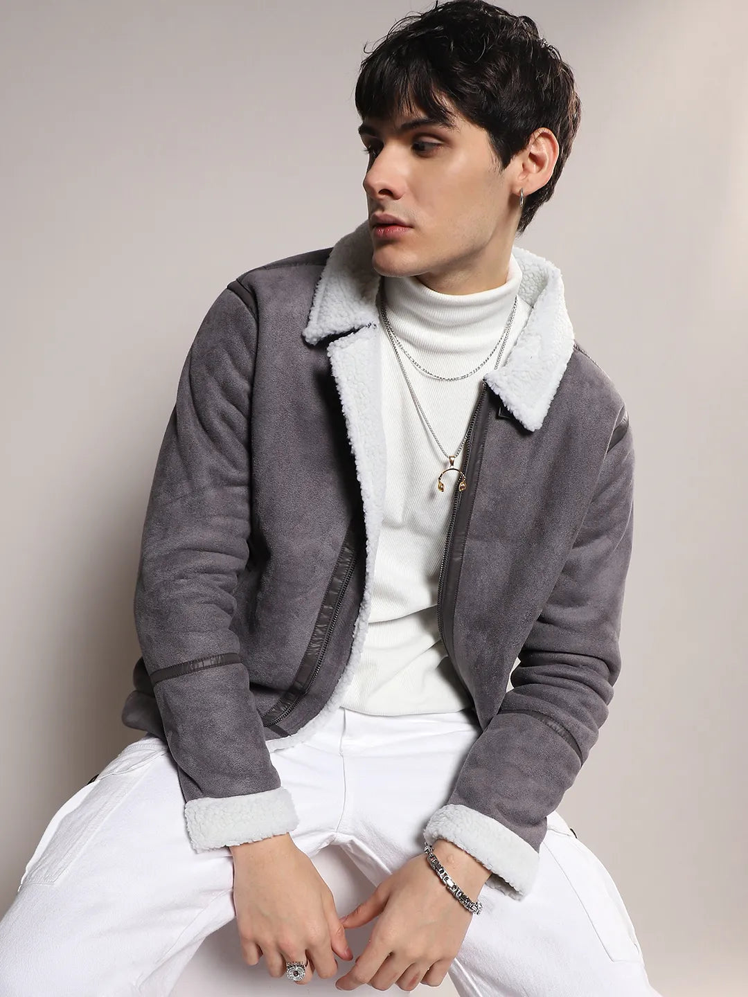 Fleece Lined Biker Jacket