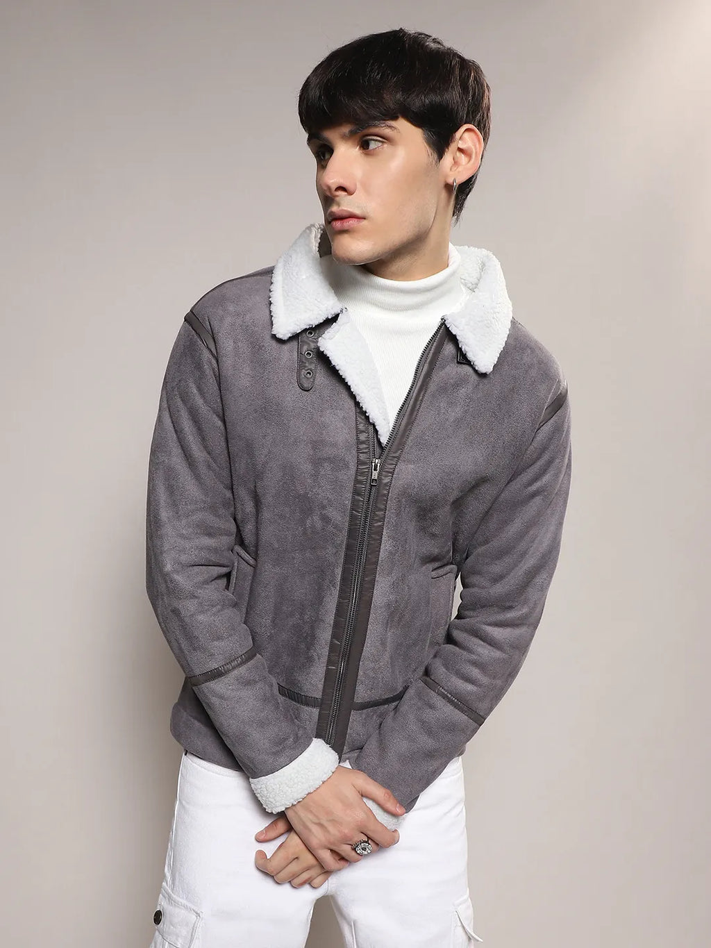 Fleece Lined Biker Jacket